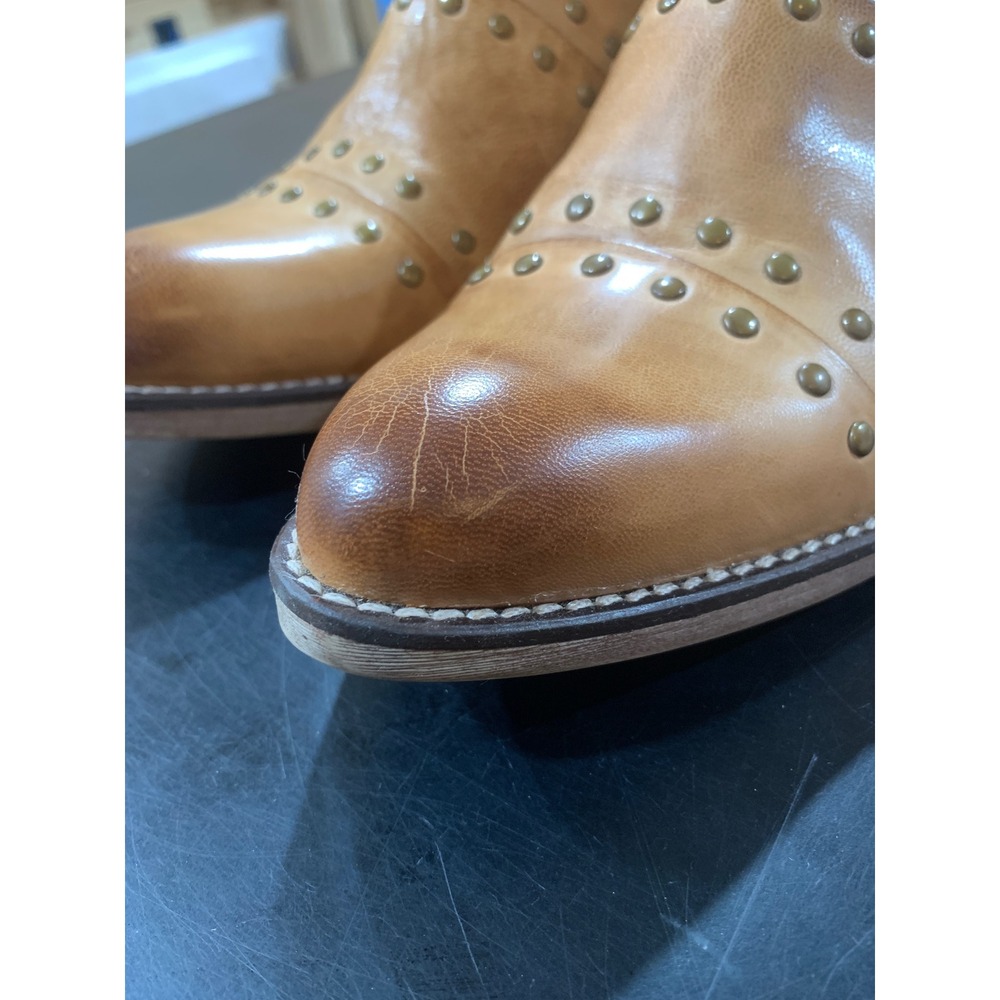 Diba True Studded Leather Ankle Boots Cognac Western Boho Women's 7.5 - Picture 14 of 16